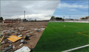 El campo de fútbol de Alfafar, el séptimo recuperado por el Villarreal CF tras la DANA