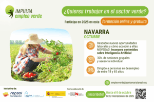 Personas en desempleo de Navarra podrán participar a partir de octubre en la formación de “Impulsa Empleo Verde”